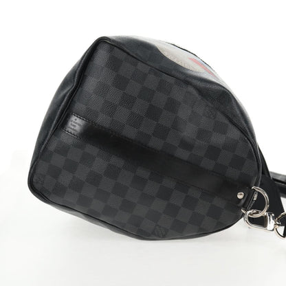 Louis Vuitton Keepall Bandouliere Bag Limited Edition Damier Graphite LV League, BLACK, CANVAS, Travel bag