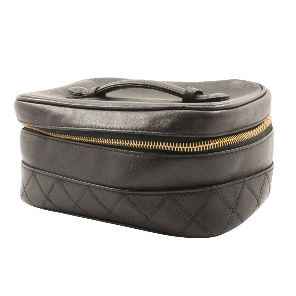 Chanel Vanity pouch Leather, BLACK, LEATHER, Toiletry Case