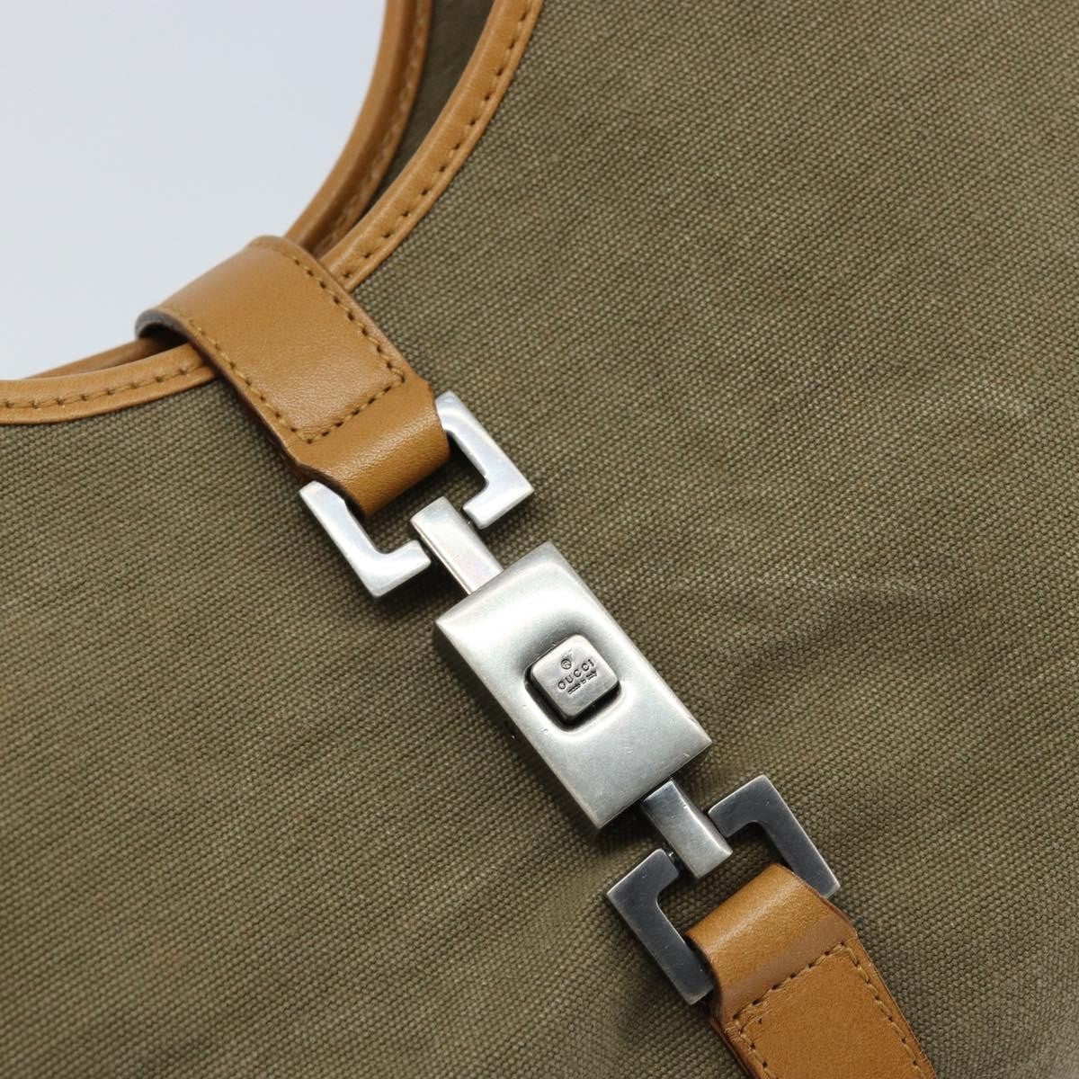 Gucci Vintage Jackie Handbag Canvas, Beige, Canvas, Handbag