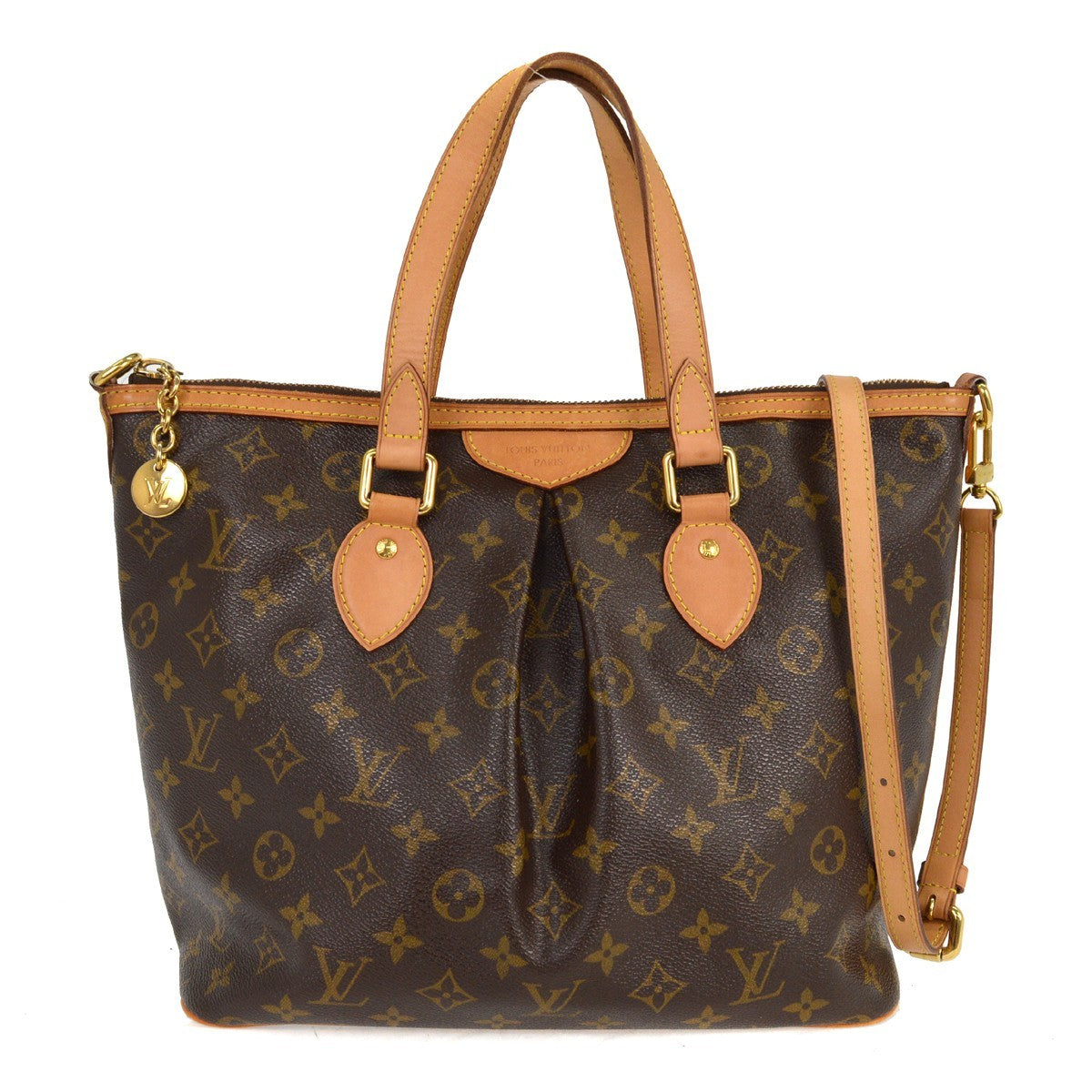 Louis Vuitton Palermo Handbag Monogram Canvas, BROWN, CANVAS, Tote bag