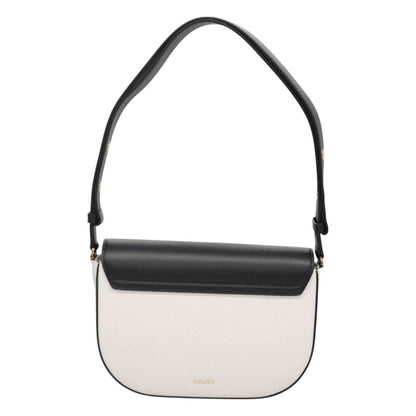 Versace Virtus Flap Messenger Bag Leather, WHITE, LEATHER, Crossbody bag