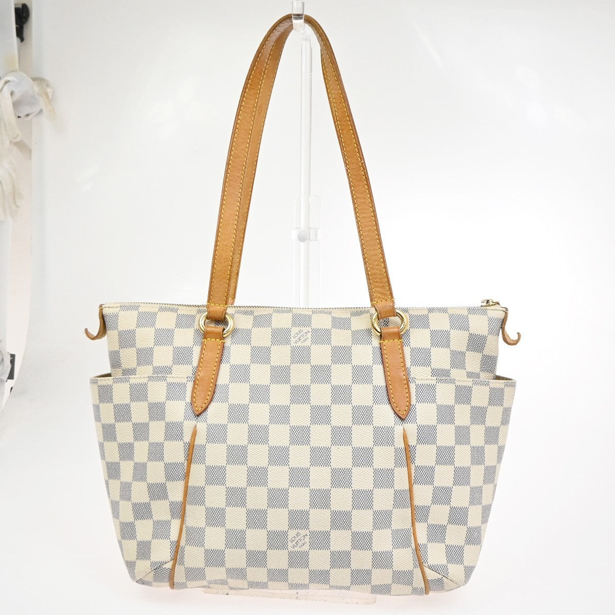 Louis Vuitton Totally Handbag Damier azur, WHITE, CANVAS, Shoulder bag