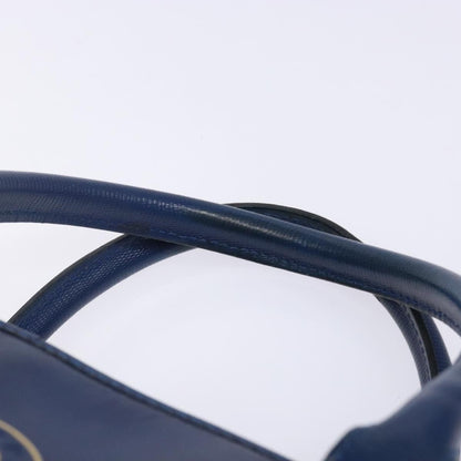 Celine Circle Logo Handbag Leather, BLUE, LEATHER, Handbag