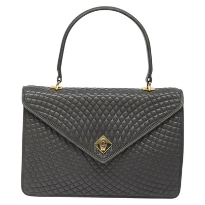 Bally Vintage Handbag Quilted Leather, GRAY, LEATHER, Handbag