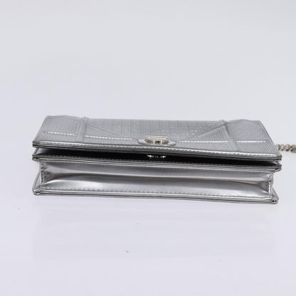 Christian Dior Diorama Wallet on Chain Metallic Distressed Calfskin, SILVER, LEATHER, Wallets