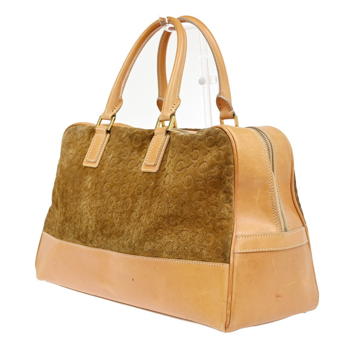 Celine C Macadam Handbag Suede and Leather, Brown, Suede, Handbag