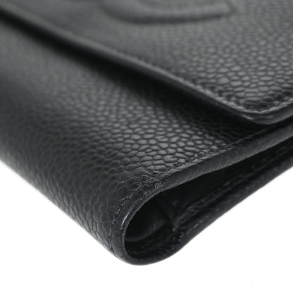 Chanel Timeless CC French Wallet Caviar, Black, Calfskin, Wallet