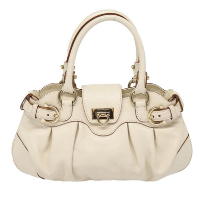 Salvatore Ferragamo Marisa Satchel Leather, WHITE, LEATHER, Handbag