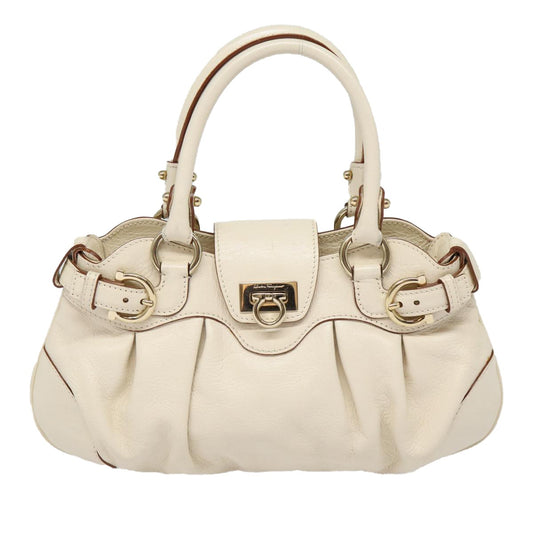 Salvatore Ferragamo Marisa Satchel Leather, WHITE, LEATHER, Handbag