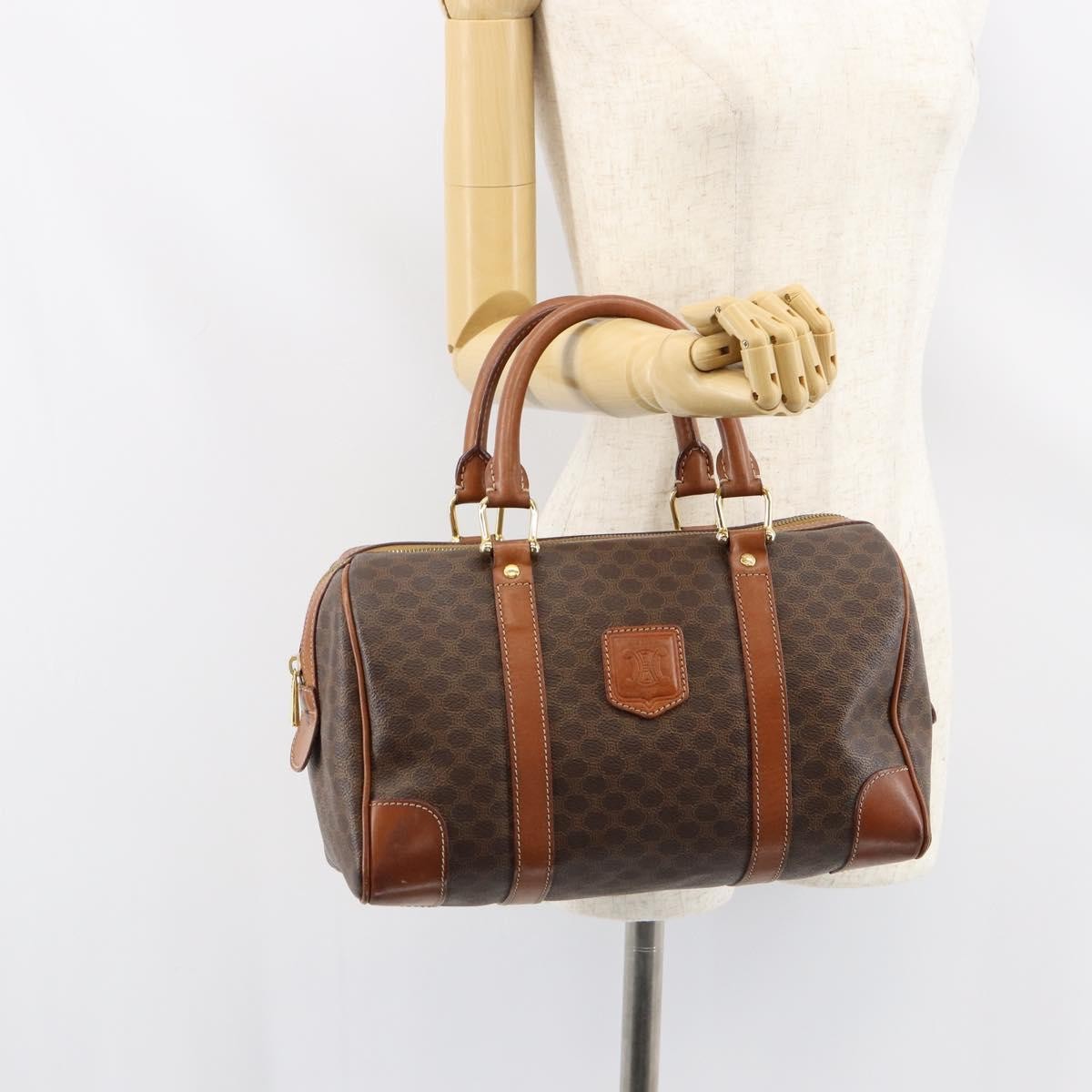 Celine Vintage Macadam Boston bag Canvas, BROWN, CANVAS, Handbag