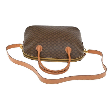 Celine Vintage Macadam Shoulder Bag Canvas, BROWN, CANVAS, Shoulder bag