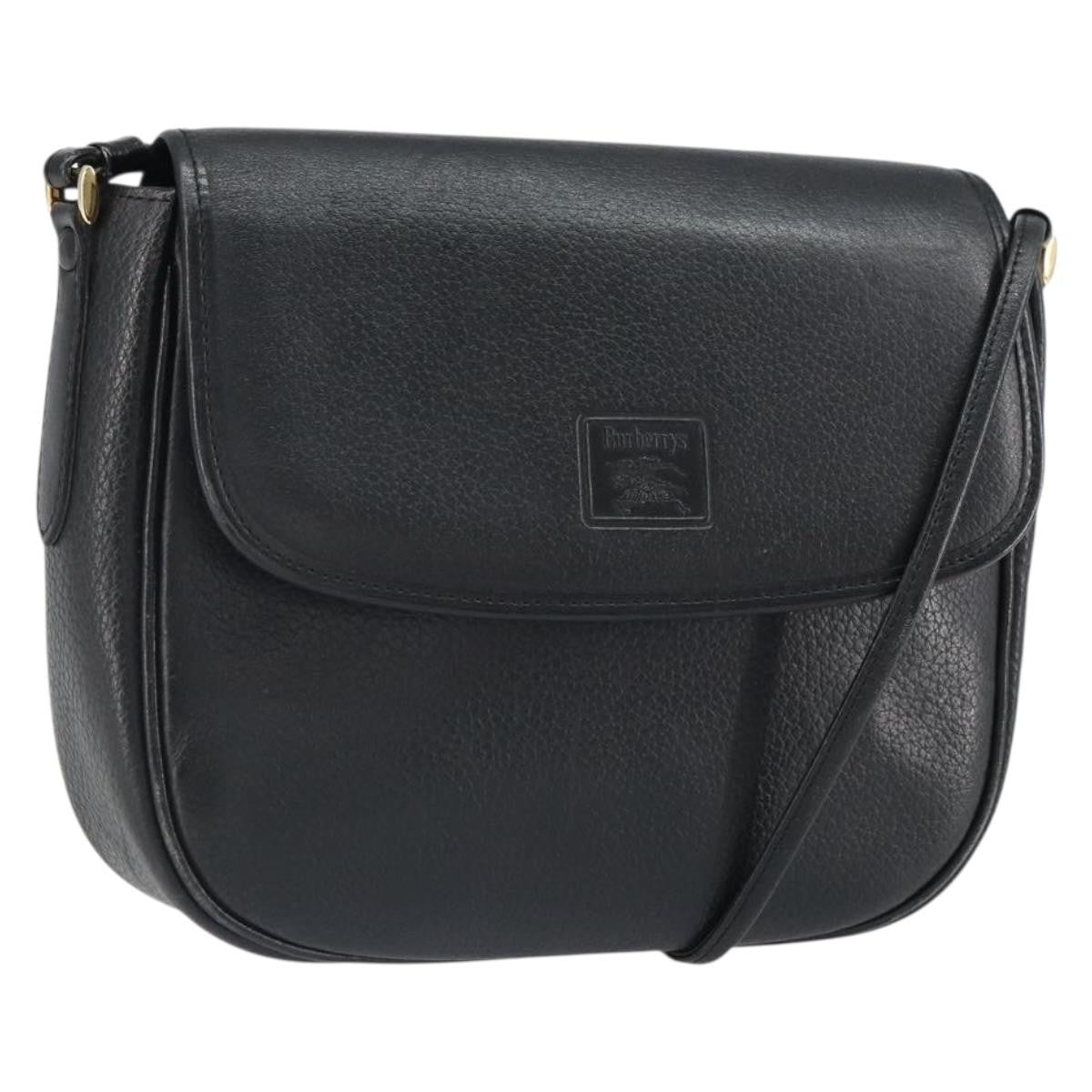 Burberry Vintage Shoulder Bag Leather, BLACK, LEATHER, Shoulder bag