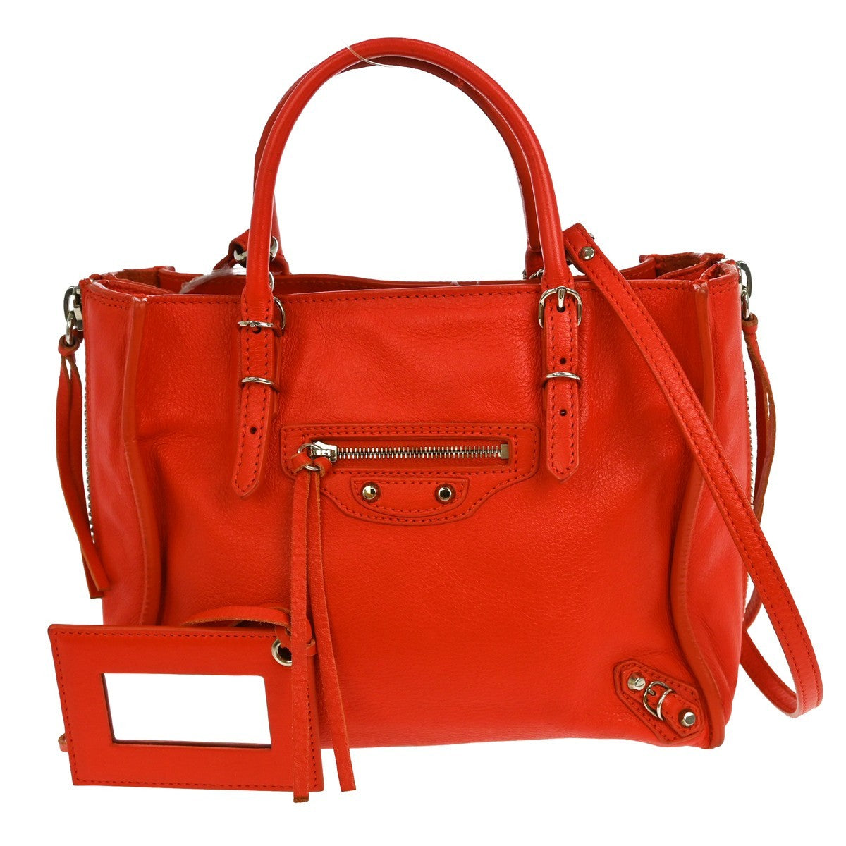 Balenciaga Papier A4 Zip Around Classic Studs Bag Leather, RED, LEATHER, Tote bag