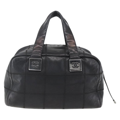 Chanel Chocolate Bar CC Bowler Bag Caviar skin, BLACK, LEATHER, Handbag