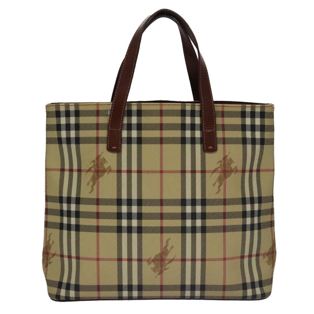 Burberry Top Handle Tote Haymarket Coated Canvas, BEIGE, CANVAS, Tote bag