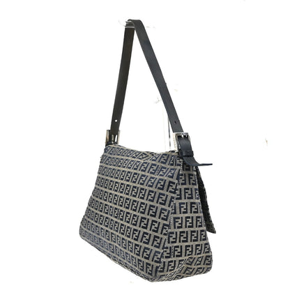 Fendi Mamma Baguette Zucca canvas, NAVY, CANVAS, Shoulder bag