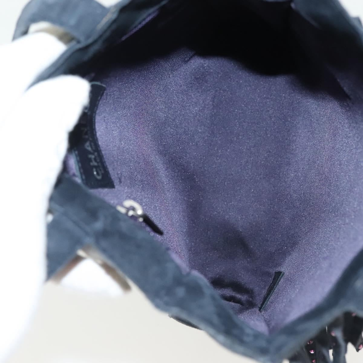 Chanel Vintage Fringe Tote Suede, NAVY, SUEDE, Tote bag