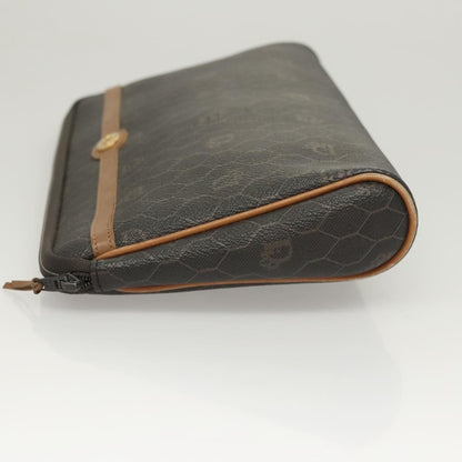 Christian Dior Vintage Honeycomb Zip Pouch Canvas and Leather, Black, Canvas, Clutch