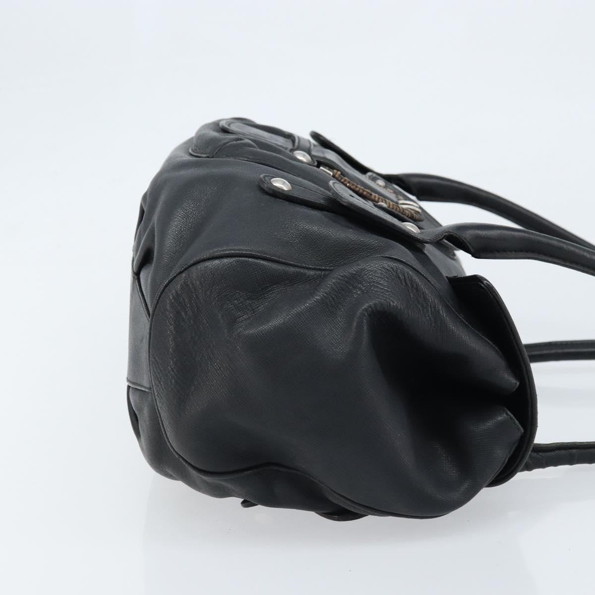 Salvatore Ferragamo Gancini handbag Leather, BLACK, LEATHER, Handbag