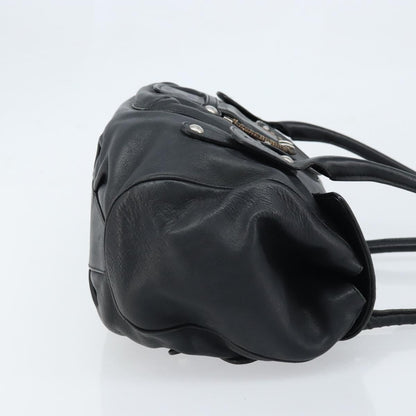 Salvatore Ferragamo Gancini handbag Leather, BLACK, LEATHER, Handbag