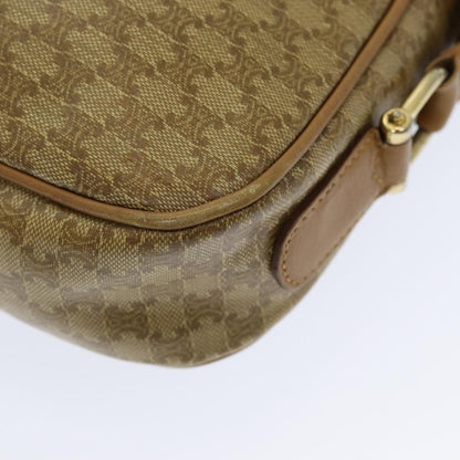 Celine Vintage Macadam Shoulder Bag Canvas and Leather, Beige, Canvas, Shoulder Bag
