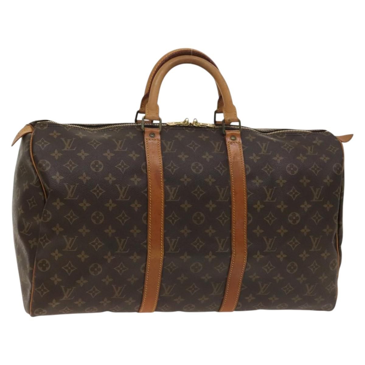 Louis Vuitton Keepall Bag Monogram Canvas, BROWN, CANVAS, Travel bag