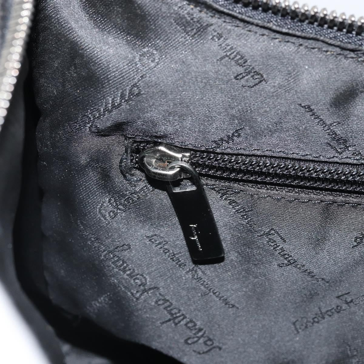 Salvatore Ferragamo Gancini Shoulder Bag Leather, BLACK, LEATHER, Shoulder bag