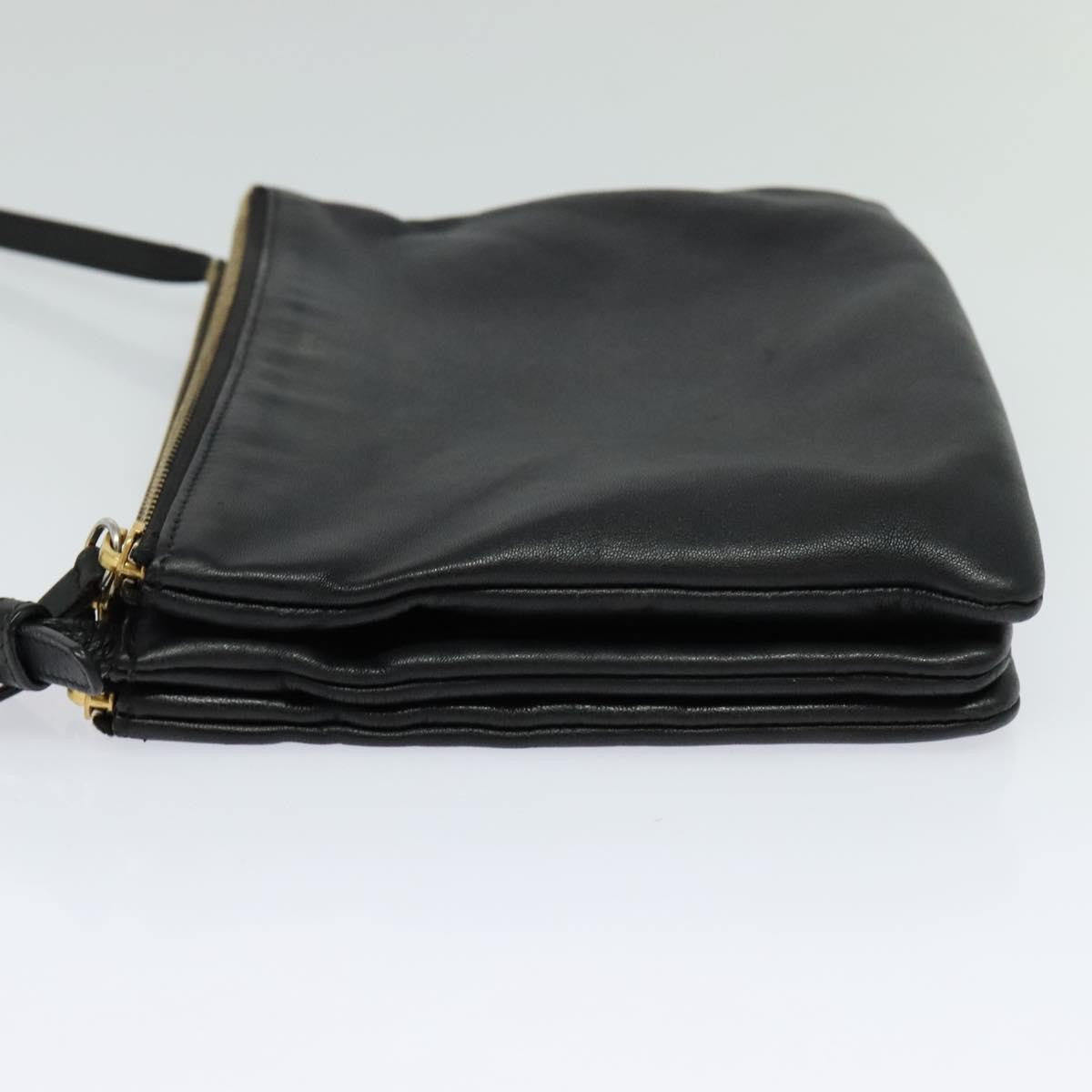 Celine Trio Crossbody Bag Leather, BLACK, LEATHER, Crossbody bag