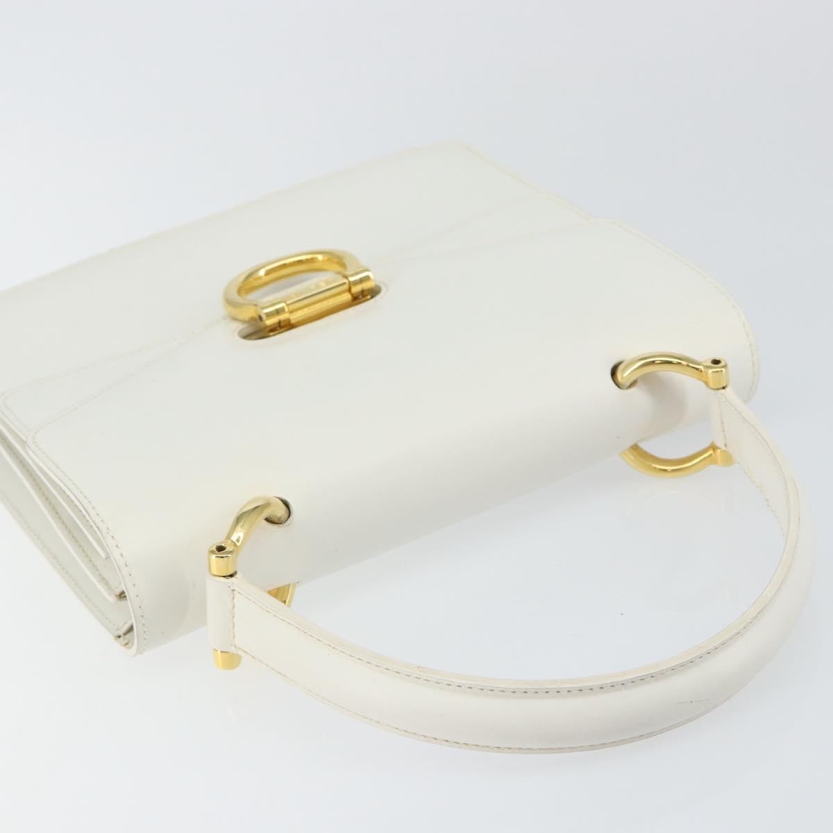 Celine Gancini Handbag Leather, WHITE, LEATHER, Handbag