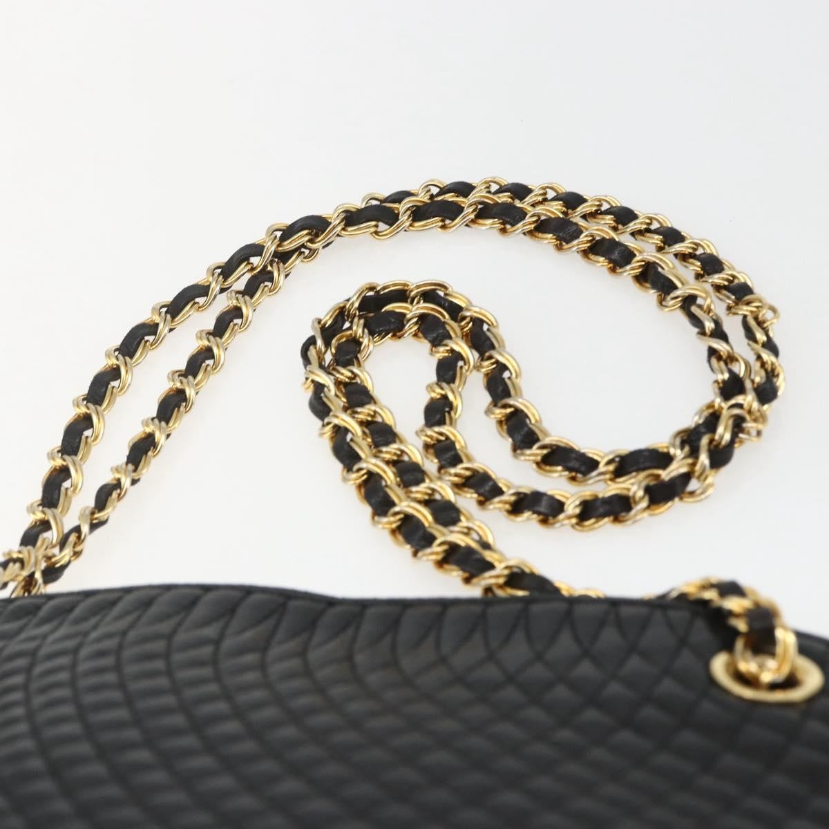 Bally Vintage Chain Shoulder Bag Quilted Leather, NAVY, LEATHER, Shoulder bag