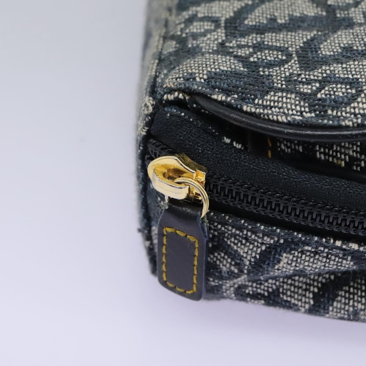 Christian Dior Vintage Saddle Coin Purse Diorissimo Canvas, NAVY, CANVAS, Clutche & pouche