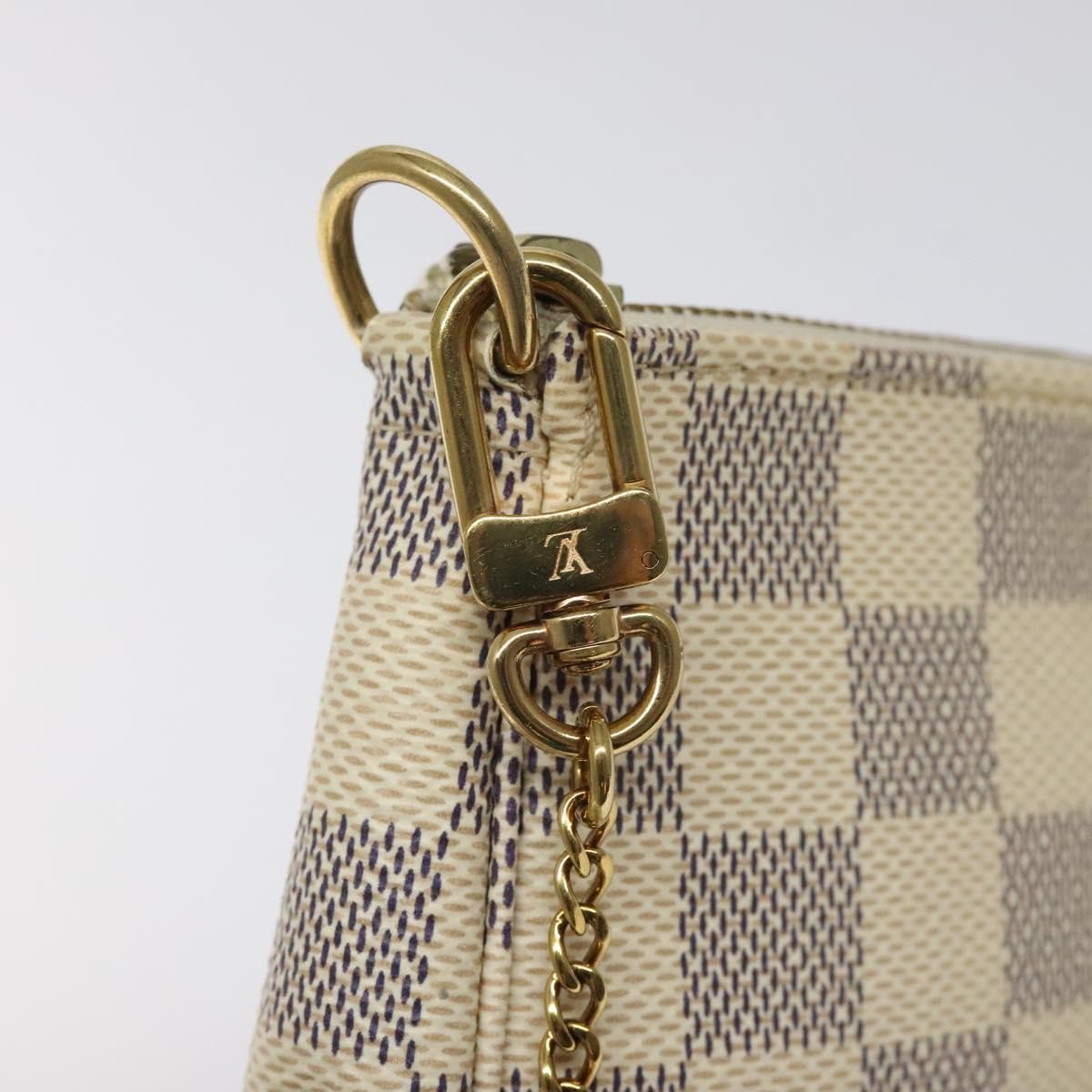 Louis Vuitton Pochette Accessoires Damier, WHITE, CANVAS, Clutche & pouche