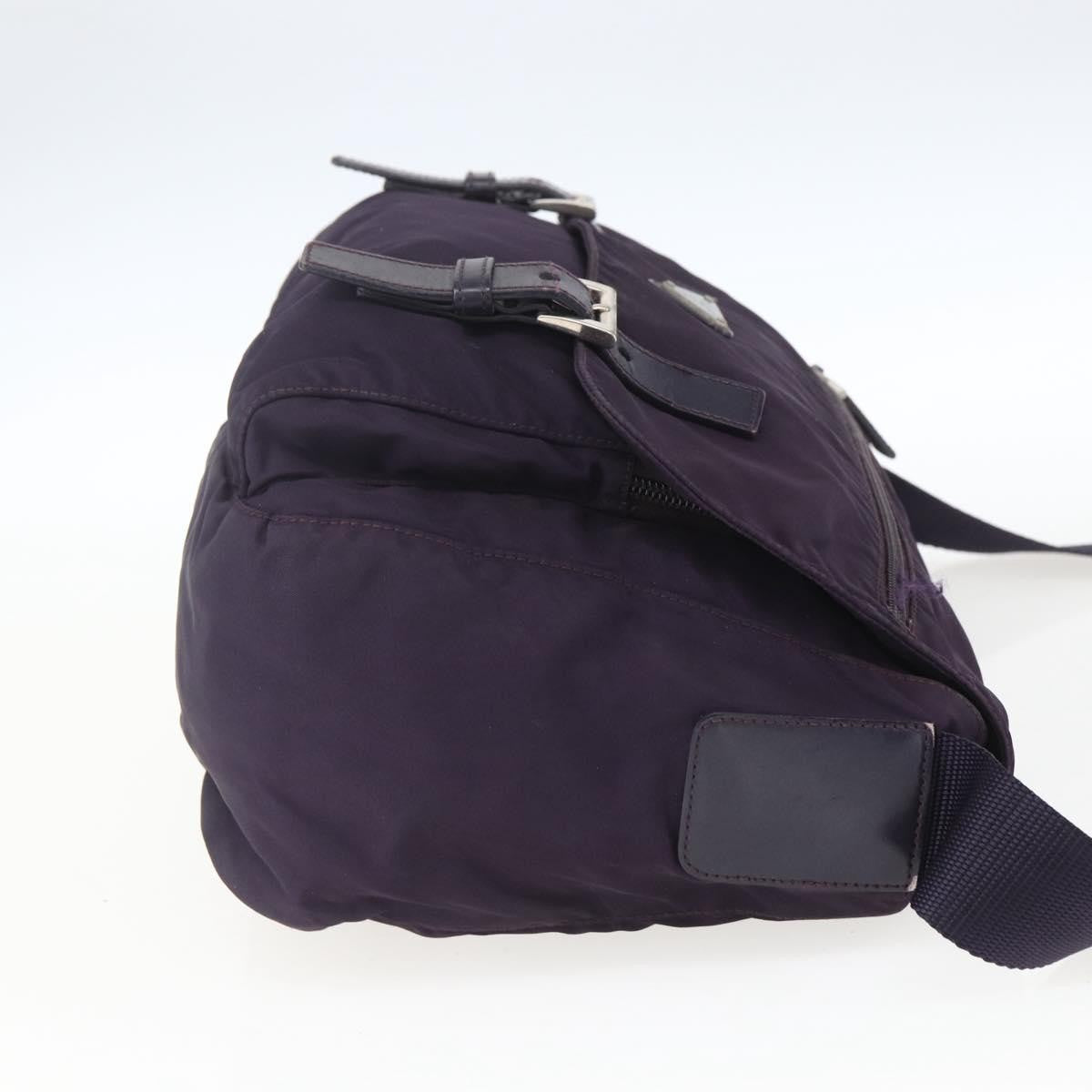 Prada Double Buckle Flap Messenger Bag Tessuto, PURPLE, NYLON, Shoulder bag