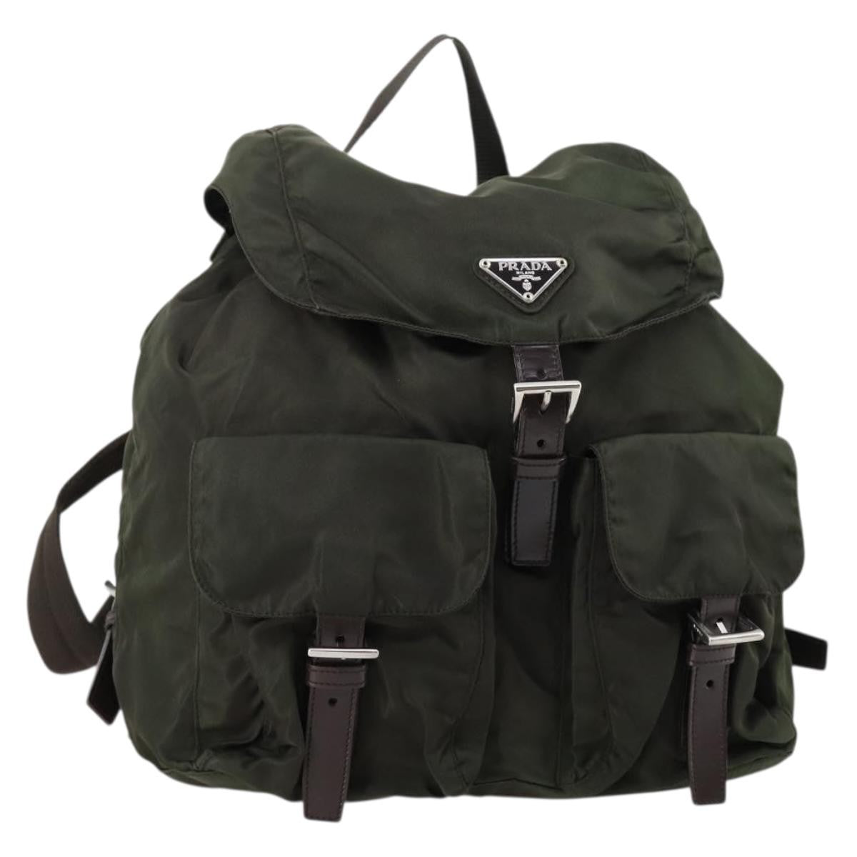 Prada Corsaire Backpack Embroidered Quilted Denim, KHAKI, NYLON, Backpack