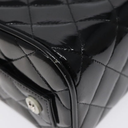 Chanel Vintage Metal Box Bag Quilted patent, Black, Patent Leather, Handbag