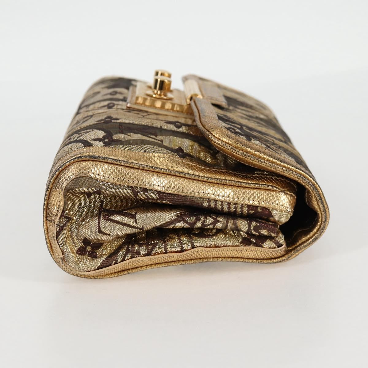Louis Vuitton Thalie Clutch Brocade Monogram, GOLD, CANVAS, Clutche & pouche