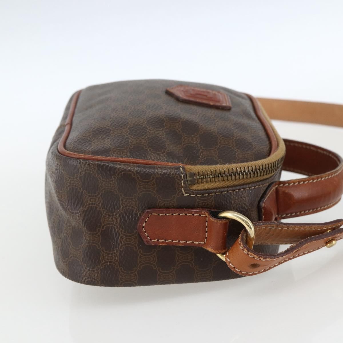 Celine Vintage Macadam Handbag Canvas and Leather, BROWN, CANVAS, Shoulder bag