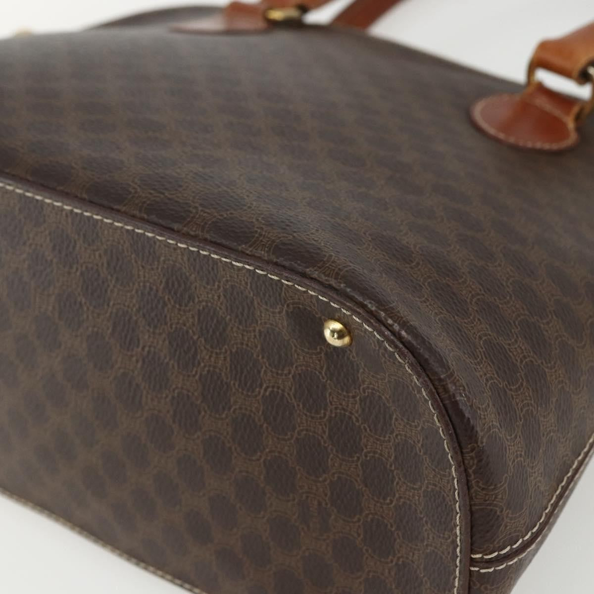 Celine Vintage Macadam Handbag Canvas and Leather, BROWN, CANVAS, Handbag