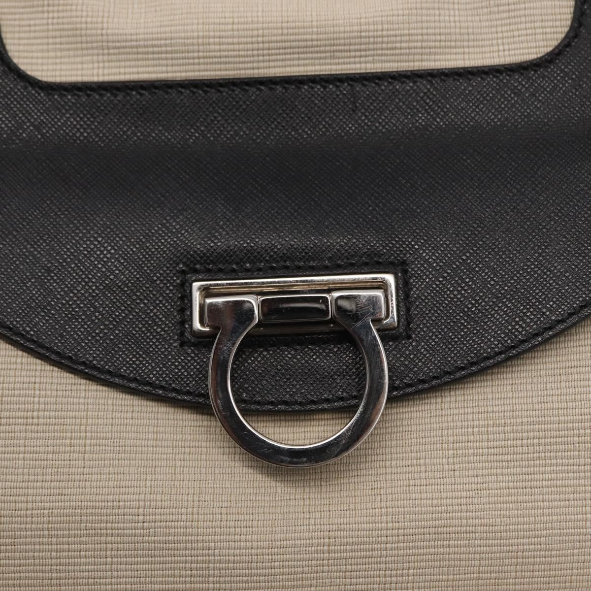 Salvatore Ferragamo Gancini handbag Canvas and Leather, SILVER, CANVAS, Handbag