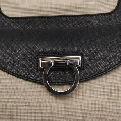 Salvatore Ferragamo Gancini handbag Canvas and Leather, SILVER, CANVAS, Handbag