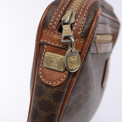 Celine Macadam Pochette Canvas and Leather, BROWN, CANVAS, Clutche & pouche