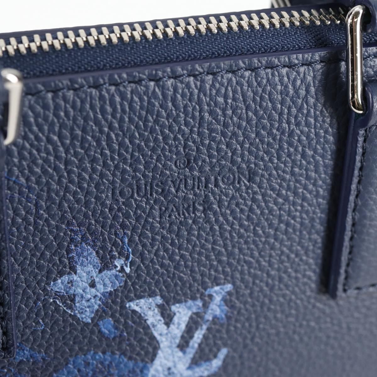 Louis Vuitton Sac Plat Zipped Bag Limited Edition Monogram Ink Watercolor Leather, BLUE, CANVAS, Tote bag