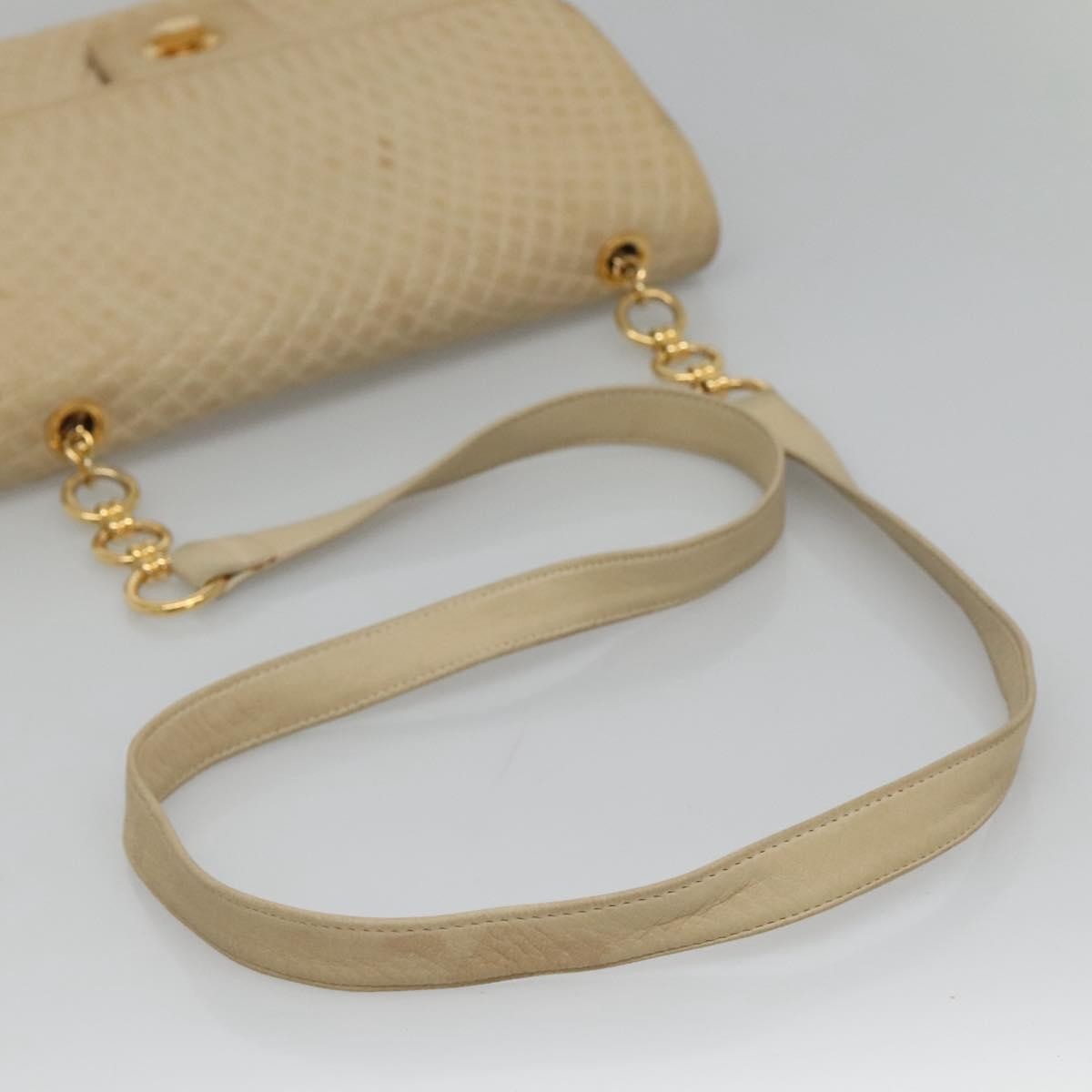 Bally Vintage Chain Shoulder Bag Quilted Leather, BEIGE, LEATHER, Shoulder bag