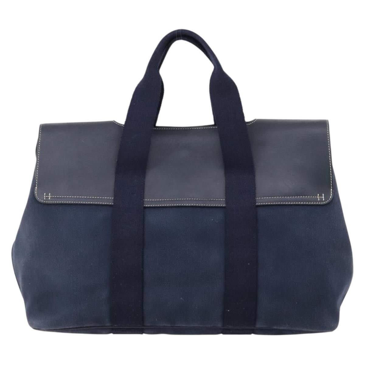 Hermes Valparaiso Bag Toile and Leather, NAVY, CANVAS, Handbag