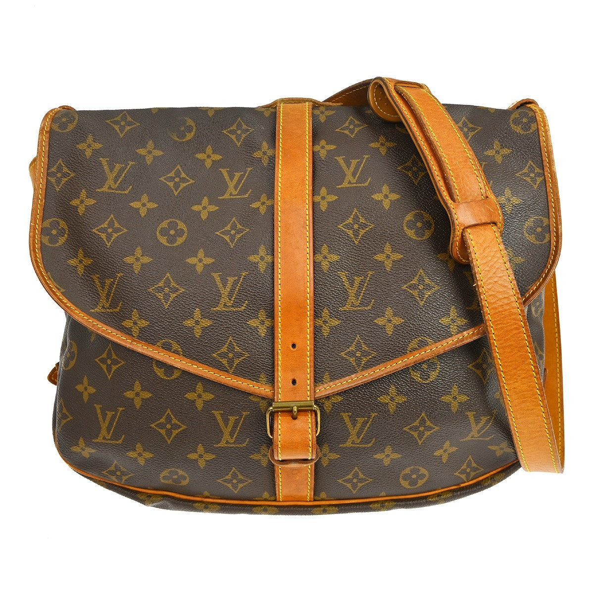 Louis Vuitton Saumur Handbag Monogram Canvas, Brown, Canvas, Shoulder Bag