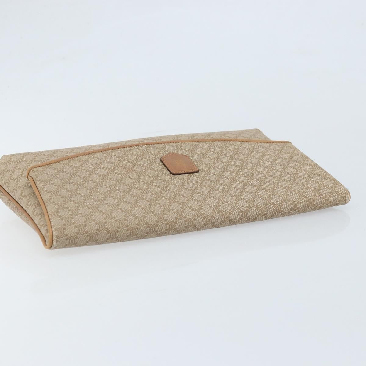 Celine C Macadam Pouch Canvas, Beige, PVC, Clutch