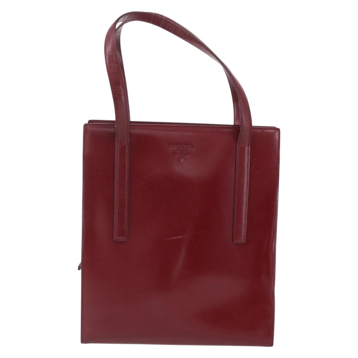 Prada Zip Shopping Tote Leather, RED, OTHER, Tote bag