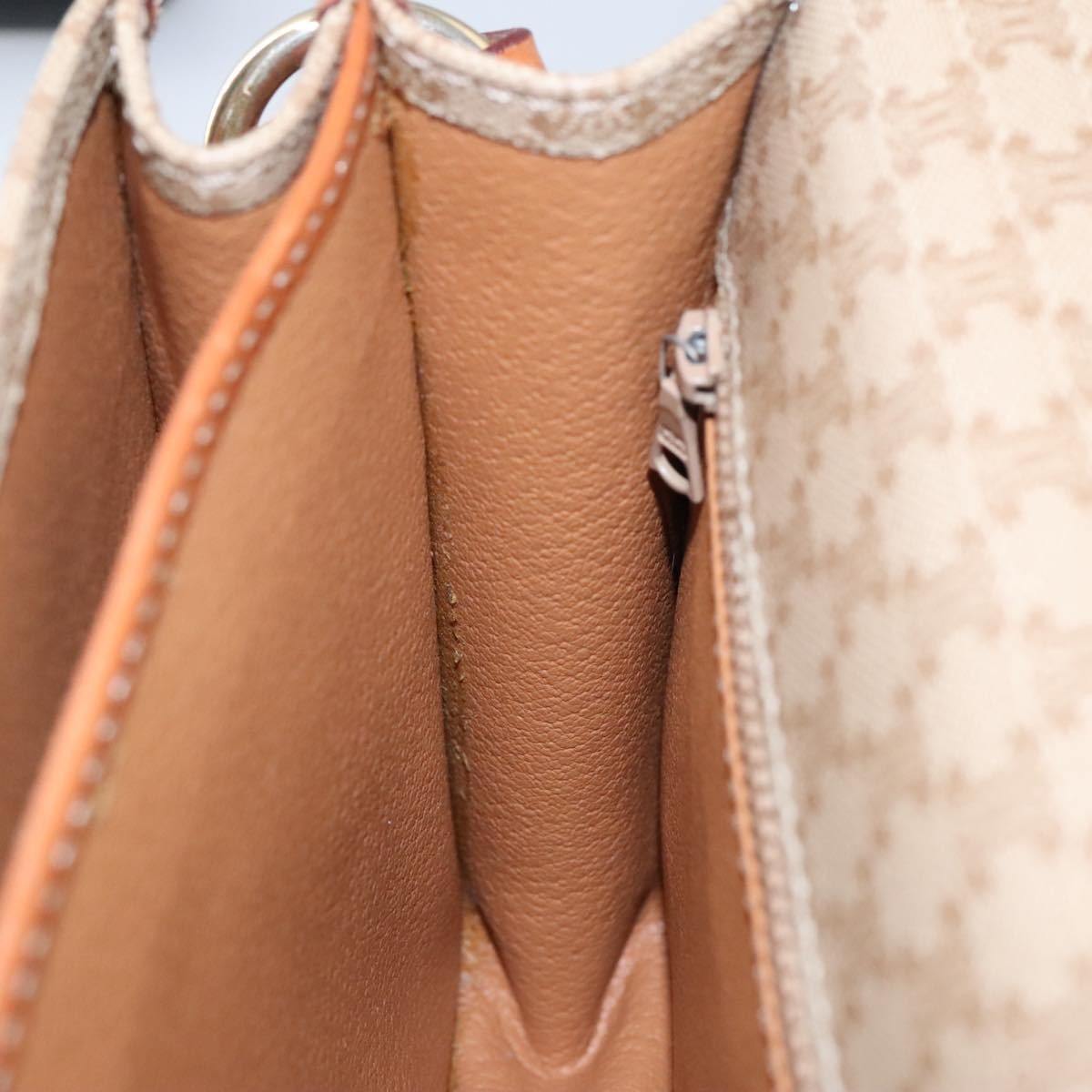 Celine Vintage Macadam Shoulder Bag Canvas and Leather, Beige, Canvas, Shoulder Bag