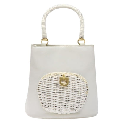 Salvatore Ferragamo Vintage Gancini Convertible Top Handle Bag Leather, WHITE, LEATHER, Handbag