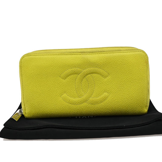 Chanel Timeless CC Zipped Wallet Caviar, YELLOW, CALFSKIN, Wallets